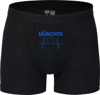 Produktbild von multifanshop Herren Boxer Short - München blau - Herzschlag, schwarz, Größe XXL