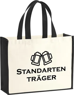 Produktbild von Huuraa Jutetasche Standartenträger Schützenfest 21 Liter Black Jute und Baumwolle Einkaufstasche Geschenkidee