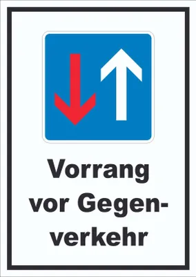 Produktbild von Vorrang vor Gegenverkehr Schild A4 Rückseite selbstklebend