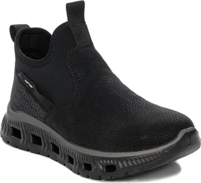 A single black boot is shown against a white background.