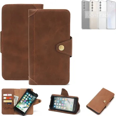 Produktbild von K-S-Trade Handyhülle kompatibel mit Meizu 20 Pro Schutz Hülle Walletcase Bookstyle Tasche Case Handytasche Wallet Flipcase Cover PolyurethanBraun (1x)