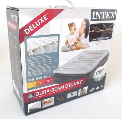 Zdjęcie produktu dla Intex 67768, Podwójny materac, Prostokąt, Wewnętrz i na wolnym powietrzu, Wbudowana pompa powietrza