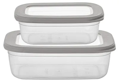 Immagine prodotto di Contenitori rettangolari in plastica per alimenti, set da 2 pezzi, capacità 670 ml (1,2 litri)