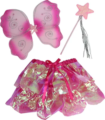 Produktbild von Feenset rosa pink Kostüm Flügel Schmetterling