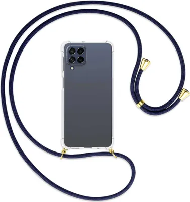Produktbild von Handykette Backcover-Schutzhülle mit Band (Metall goldfarben) für Samsung Galaxy M53 5G - dunkelblau