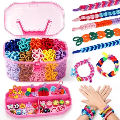 Produktbild von Loom Bänder Set für Kinder 1000 Stück mit Zubehör, Bastelset für Armbänder, Mädchen ab 6 Jahren