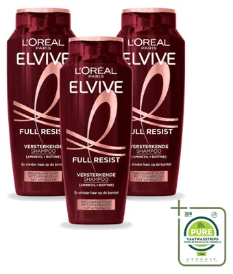 Produktbild von 3 x L’Oréal Paris Elvive Full Resist Shampoo - Stärkend mit Aminexil & Biotin - 250 ml - Großpackung - 3 Stücke