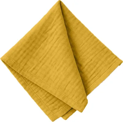 Produktbild von Musselin-Servietten Senfgelb 45x45 cm – weiche Tischservietten aus Musselin, Set 10 Stück, natürlich & wiederverwendbar