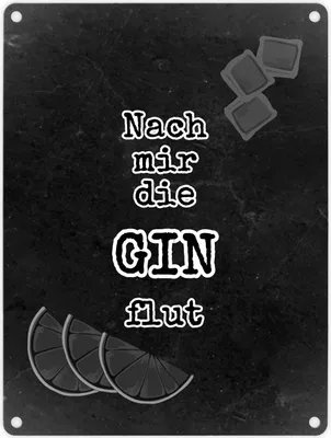 Produktbild von Metallschild in 15x20 cm mit Spruch Nach mir die GINflut