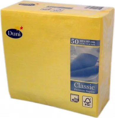 Produktbild von Duni Dinner-Servietten 4-lagig Tissue geprägt Uni gelb 40x40 cm 50 Stück