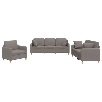 Image de vidaXL Ensemble de canapés 3 pièces avec coussins Tissu Taupe
