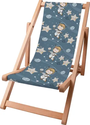 Immagine prodotto di Sdraio per bambini Dreamroots pieghevole in legno, fino a 130 kg, sdraio pieghevole con regolazione dell'inclinazione dello schienale in 3 fasi, Boy in Space