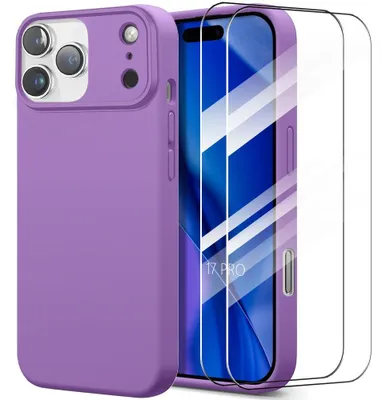 Image de Coque + 2 Verres Trempés pour iPhone 17 Pro, Protection Silicone Ultra Fine Léger Antichoc - Violet