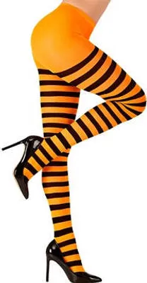 Produktbild von Strumpfhose schwarz-orange-gestreift