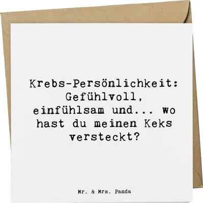 Produktbild von Mr. & Mrs. Panda Grußkarte Spruch Krebs Gefühlswelt - Weiß - Geschenk, doppelkarte, Einfühlungsvermögen, Klappkarte, Emotionalität, Tierkreiszeichen, Geschenke Astrologie