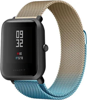 Produktbild von Strap-it Milanese Armband - Kompatibel mit Amazfit Bip Armband Ersatzarmband Edelstahl - Armband mit Magnetverschluss - Hochwertiges Material - für Smartwatch 20mm Armband Blau
