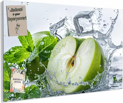 Produktbild von Magnettafel 90x60cm magnetisch & beschreibbar Metall-Board - Spritzender Apfel Mint