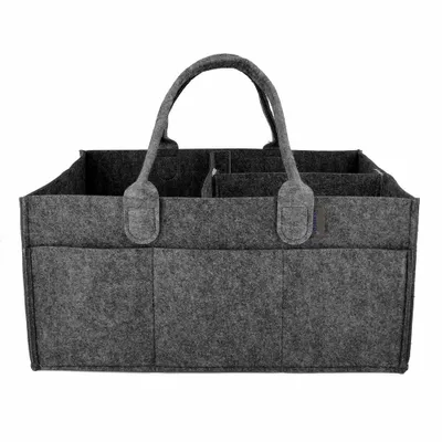 Zdjęcie produktu dla IDEA HOME Organizer filcowy, organizer do torby, torebka, torba filcowa, torba filcowa z przegródkami, organizer na pieluchy dla niemowląt, przenośny, szary