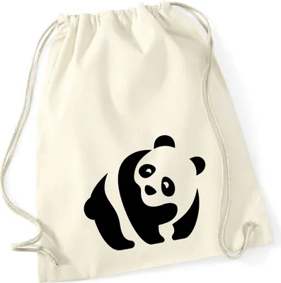 Produktbild von Huuraa Turnbeutel Panda Silhouette 12 Liter Natural Baumwolle Rucksack Geschenkidee
