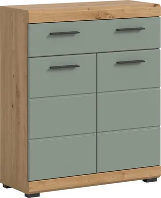 Produktbild von Scout Badschrank 2 Türen, 1 Schublade Salbeidekor, Eiche Nachbildung.