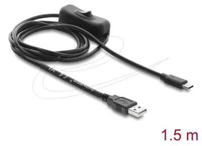 Zdjęcie produktu dla Kabel zasilający USB Typ-A do USB-C z włącznikiem/wyłącznikiem, długość 1,5 m