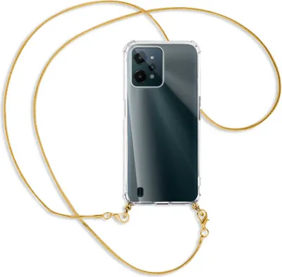 Produktbild von Handykette Backcover-Schutzhülle mit Band (Metall goldfarben) für Realme C31 - goldfarbene Kette Snake