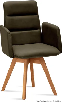 Produktbild von Armlehnstuhl drehbar (8er-Set) Dorit 52x92x60 Eiche geölt/Khaki