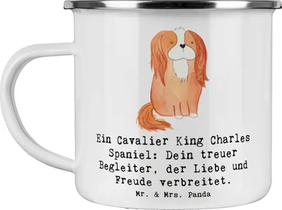 Produktbild von Mr. & Mrs. Panda Teetasse Cavalier King Charles Spaniel - Weiß - Geschenk, Pott, charmant, Hunderasse, loyal, Haferl, treu, Zuneigung, Hunderassen, Blechtasse, Pflege