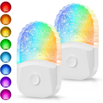 Produktbild von 2x LED Nachtlicht Steckdose mit Helligkeitssensor, 8 Farben RGB Farbwechsel, Dämmerungssensor Baby Nachtlicht für Kinderzimmer & Flur