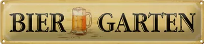 Produktbild von Blechschild Hinweis Biergarten Bier Kneipe, 46 x 10 cm, Blechschilder Spruch Getränk, Alkohol, Bier