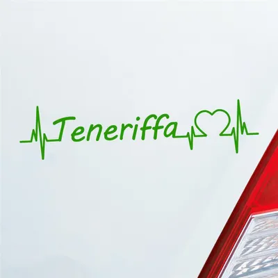 Produktbild von Auto Aufkleber Teneriffa Puls Herzschlag mit Insel Motiv 19x5 cm Hellgrün Sticker Heckscheibenaufkleber
