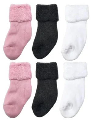 Imagen del producto de Calcetines para bebés "Erstlings" (pack de 3) > Calcetines de rizo grueso > 3 pares de calcetines para bebés > Calcetines para recién nacidos: Color rosa