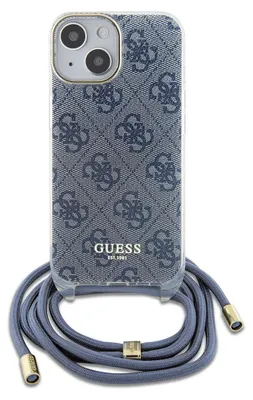Produktbild von Echtes GUESS Case GUHCP15SHC4SEB passend für iPhone 15 (Crossbody Cord 4G Print / blau)