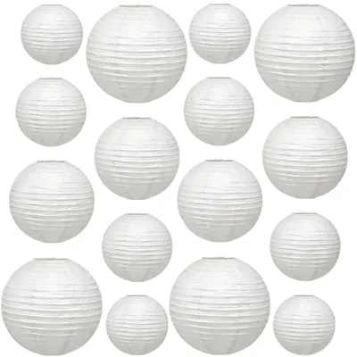 Productafbeelding van Set van 16 Witte Papieren Lantaarns voor Feestdecoratie