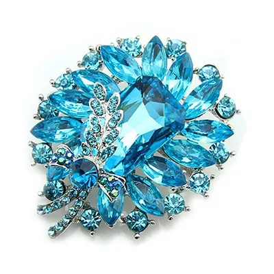 Produktbild von Hochzeit Brosche Blumenform High-End langlebige glatte Oberfläche Frauen Brosche Geschenk-blauer See