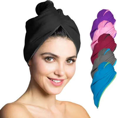 Obrázok produktu pre Mikrovláknový uterák na vlasy, vysoko savý, rýchlo schnúci, dizajn turbanu, 1 kus, určený na vlasy