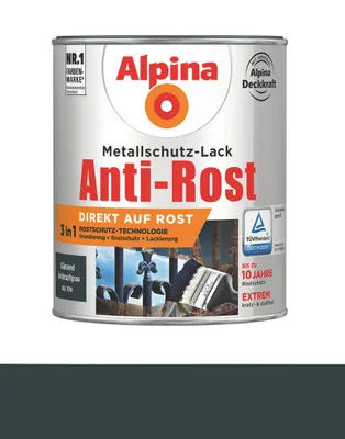 Produktbild von Alpina Metallschutzlack Anti-Rost Anthrazitgrau 750 ml glänzend