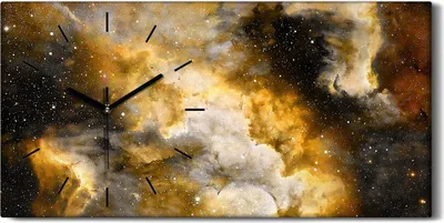 Produktbild von Wandkunst Leinwand Bild Uhr Geräuschlos Kunstdruck 60x30 Weltraum Universum - schwarze Hände