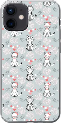 Produktbild von MuchoWow® Handyhülle Schutzhülle Hülle für Telefoonhoesje iPhone 12 Muster - Katze - Herz - Mädchen - Kinder - Mädchen Silikon Softcase Handy Hülle - Schutzhülle
