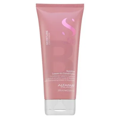 A product shot of a pink tube of leave-in conditioner.