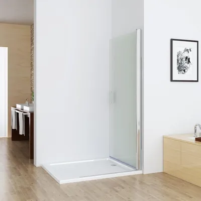 Produktbild von MIQU Nischentür 100 x 195 cm Walk in Duschabtrennung Duschwand für Dusche Pendeltür Schwingtür Duschtür aus NANO ESG Glas Rahmenlos duschtrennwand