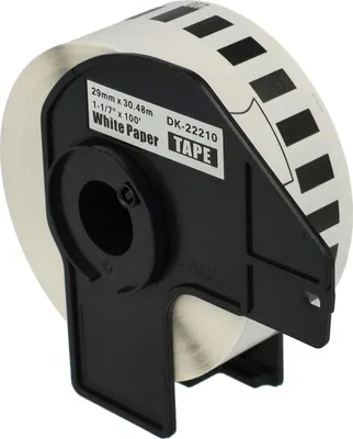 Produktbild von vhbw Rolle mit Halter 29mm x 30,48m (1 Etikette) kompatibel mit Brother PT QL-550, QL-560, QL560VP, QL-570, QL-580, QL-580N, QL-650 Drucker Weiß