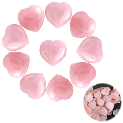 Produktbild von 10 Rosenquarz-Herzkristalle, Edelsteine, Geschenke für Frauen – Rosenquarz-Herzkristalle, Edelsteine für Valentinstag, Geburtstage, zur Heilung, zur Linderung von Ängsten