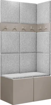 Produktbild von MIRJAN24 Garderoben-Set Orion I, Garderobe mit Sitzbank mit 11 x Wandpanel 42x42 (Farbe: Cashmere, Abriamo 6)