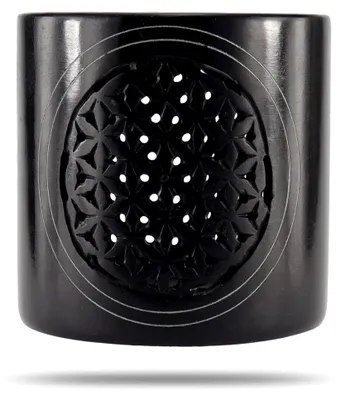 Produktbild von Speckstein Räucherstövchen mit Motiv 'Blume des Lebens'