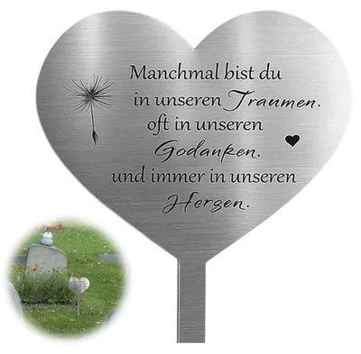 Image de Décoration funéraire résistante aux intempéries avec un ange, figurine funéraire en forme de cœur (28 x 12 x 0,5 cm), monument commémoratif d'extérieur, décoration funéraire, souvenir, décoration de jardin