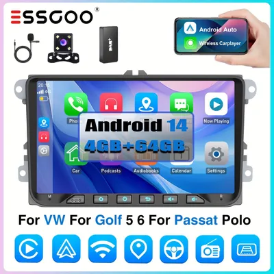 Imagen del producto de Radio multimedia Android 14 – Autorradio – Sistema de infoentretenimiento – Reproductor con pantalla táctil – Sistema de navegación