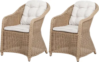 Produktbild von 2er Set Sessel BELLA rundes Polyrattan Natural Gartenstuhl