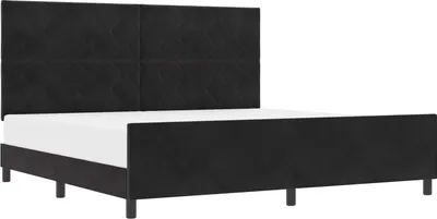Zdjęcie produktu dla Łóżko sprężynowe Z zagłówkiem Czarny 200 x 200 cm Aksamit