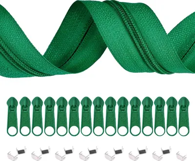 Produktbild von 5m Endlos-Reißverschluss 3mm mit 10 Zippern und 15 Endstücke freie Farbwahl,S242 grasgrün